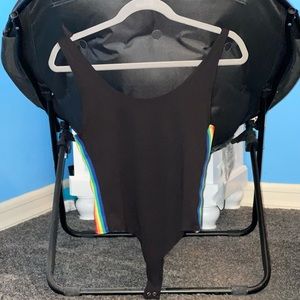 Black & rainbow body suit